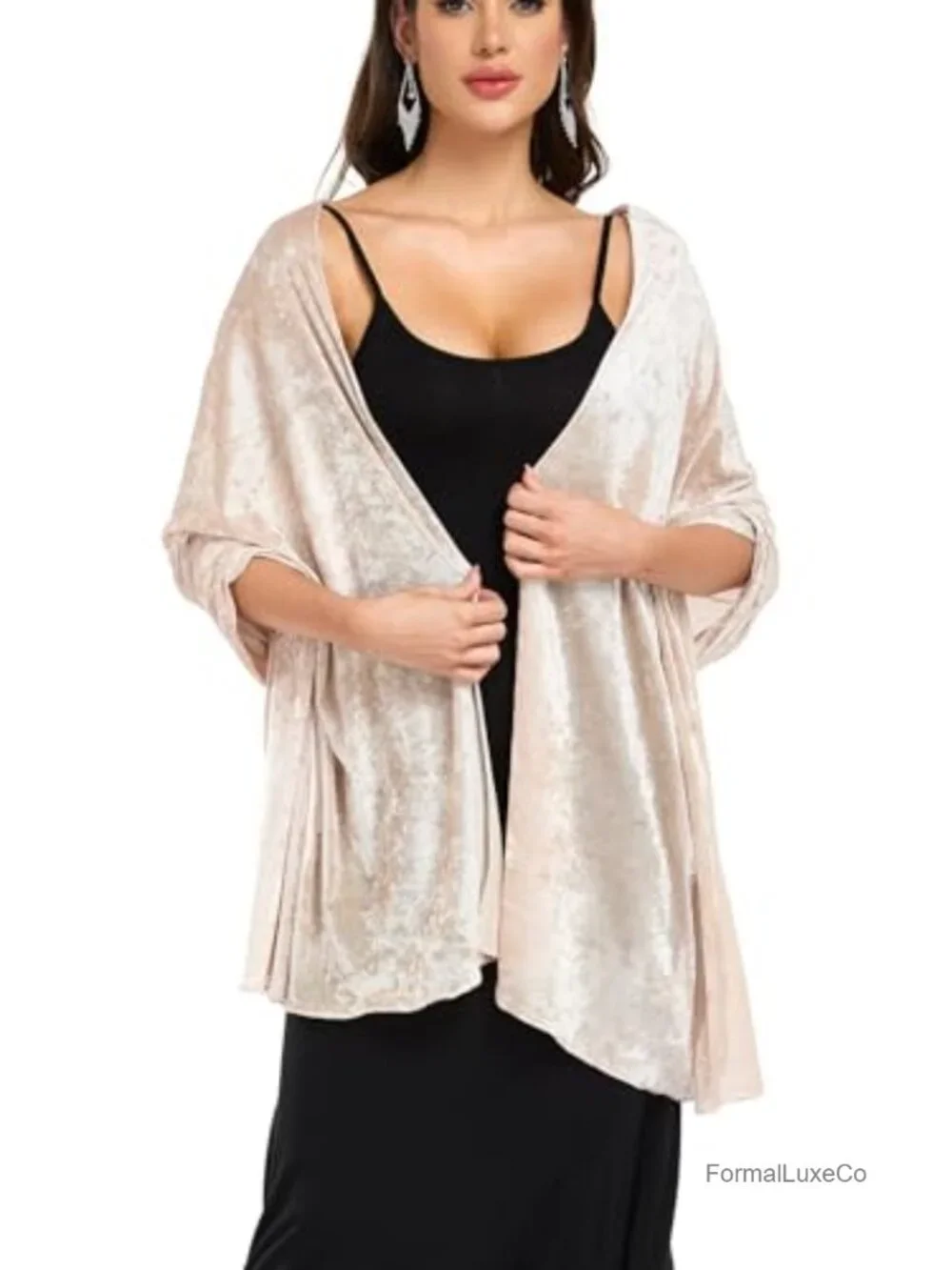 Knit Velvet Mesh Shawl Wrap for Wedding Evening Dress Bridal Scarf